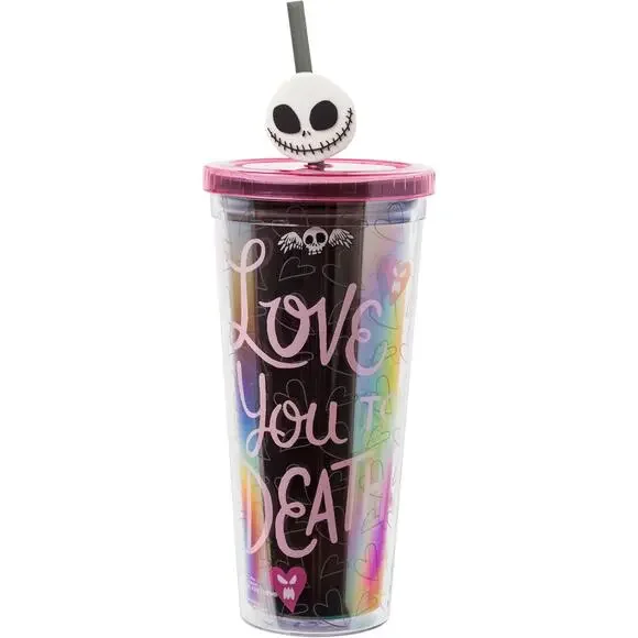 Christmas Misfit Love Featuring Jack and Sally Plastic Cold Cup with Lid - Picture 2 of 4